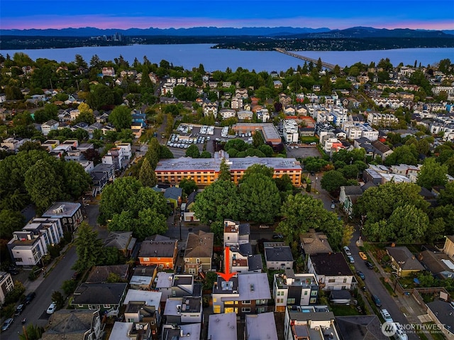 818 25th Ave S Unit A, Seattle, WA 98144 - aerial view at dusk of a water and mountain view