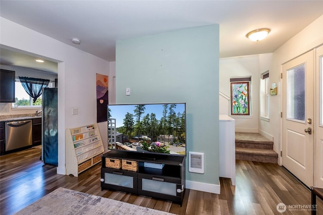 585 Finnegan Rdg, Friday Harbor, WA 98250 - living area featuring wood finished floors and stairs