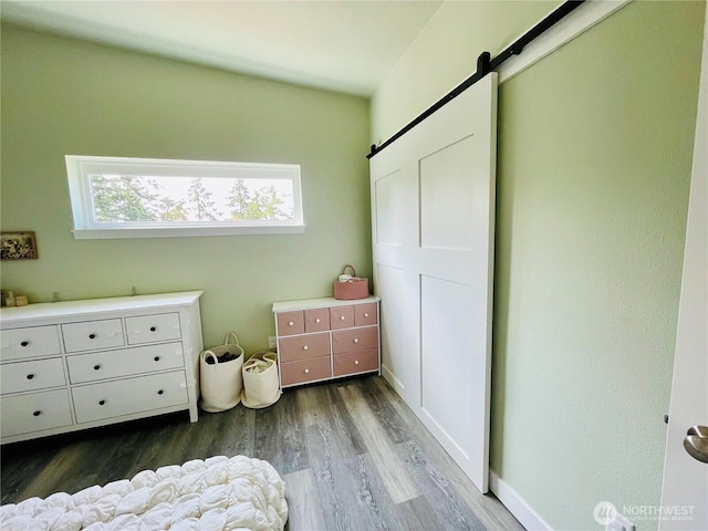 585 Finnegan Rdg, Friday Harbor, WA 98250 - bedroom with a barn door and wood finished floors