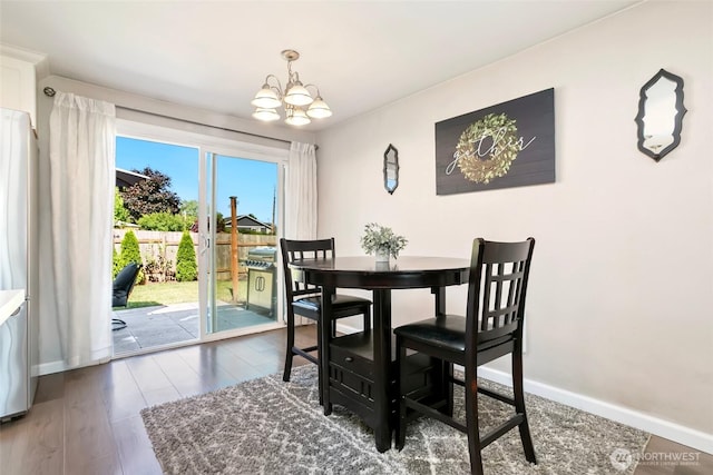 1980 Mckinley St, Enumclaw, WA 98022 - dining space featuring a chandelier and wood finished floors