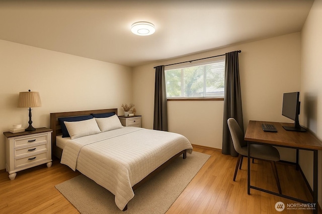 12010 2nd Ave SW, Seattle, WA 98146 - bedroom with light wood-style flooring, a desk, and baseboards