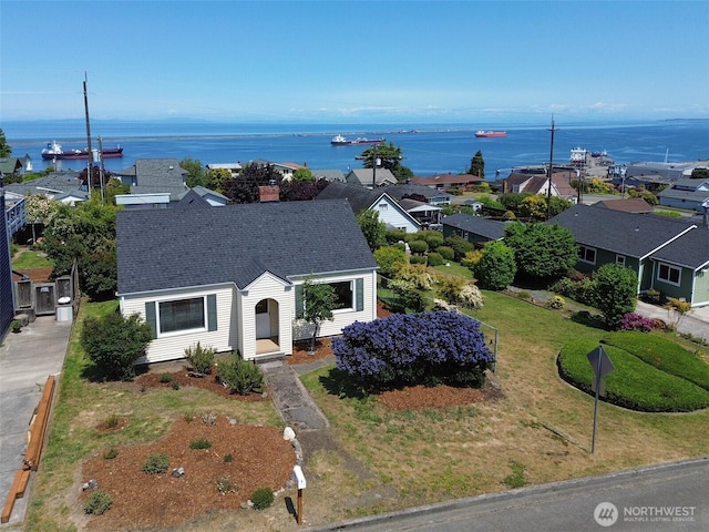 1025 W 6th St, Port Angeles, WA 98363 - aerial view of residential area with a large body of water