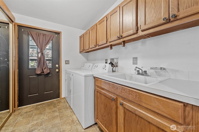 1402 22nd St NE Unit 438, Auburn, WA 98002 - laundry area with cabinet space and washing machine and dryer
