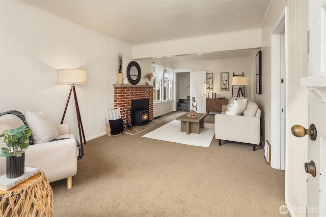5011 5th Ave NE, Seattle, WA 98105 - living room with crown molding, carpet flooring, and baseboards