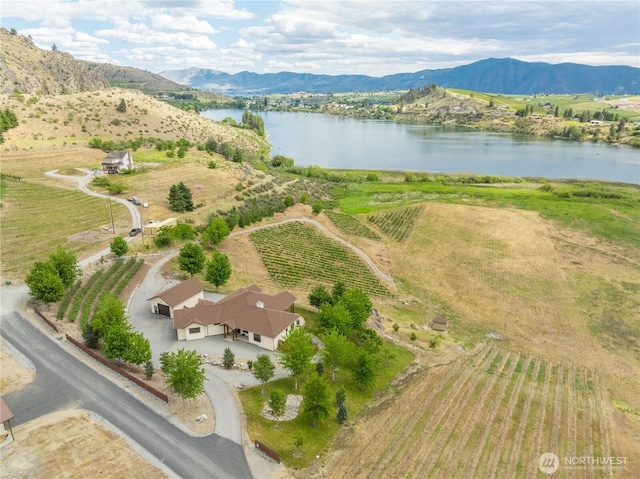 134 Borealis Ln, Manson, WA 98831 - aerial overview of property's location featuring a water and mountain view and rural landscape