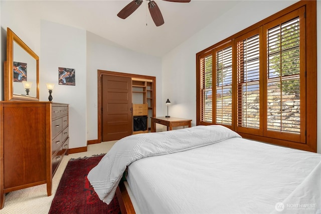 134 Borealis Ln, Manson, WA 98831 - bedroom featuring light colored carpet, baseboards, and a ceiling fan