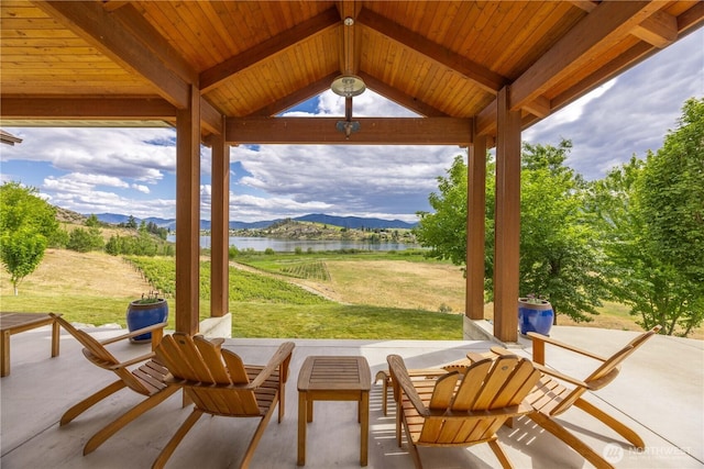 134 Borealis Ln, Manson, WA 98831 - view of patio / terrace with a water and mountain view and a gazebo