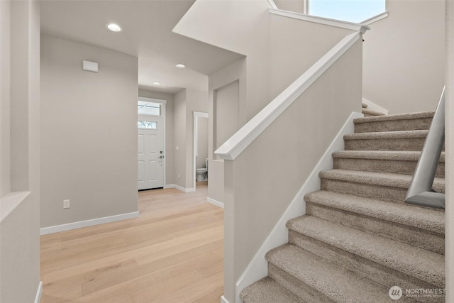 9645 7th Ave SE, Lacey, WA 98513 - stairs with wood finished floors and recessed lighting