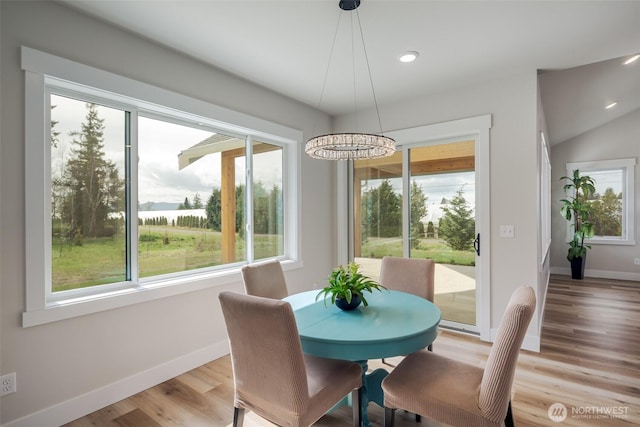 3848 Marine Way, Bellingham, WA 98225 - dining space featuring baseboards, light wood-style flooring, and recessed lighting