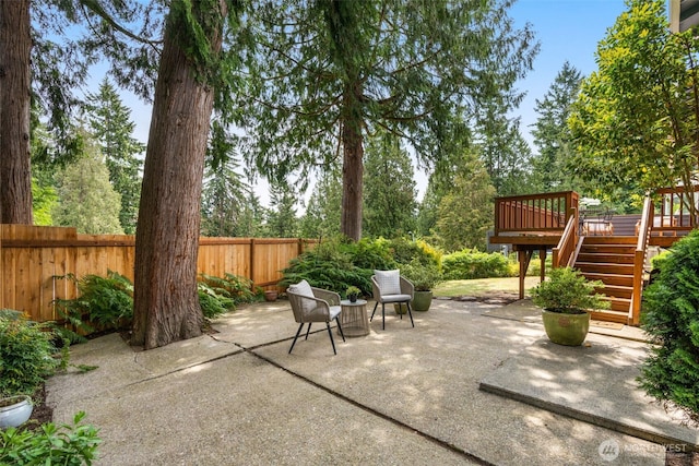 13902 106th Pl NE, Kirkland, WA 98034 - view of patio / terrace with stairs and a deck