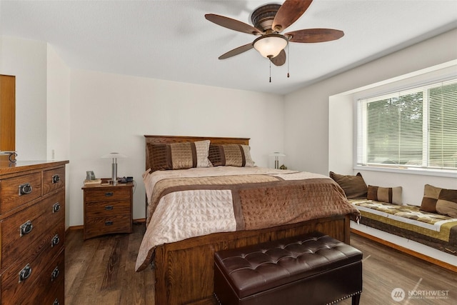 1228 Tabitha Ct NW, Olympia, WA 98502 - bedroom featuring dark wood-style floors and ceiling fan