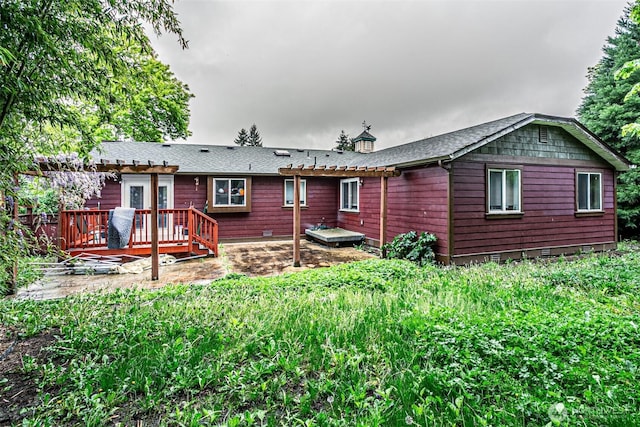 22901 114th Way SE, Kent, WA 98031 - rear view of property with a deck, a pergola, and crawl space
