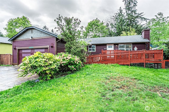 22901 114th Way SE, Kent, WA 98031 - ranch-style house featuring a chimney, an attached garage, a front yard, and concrete driveway