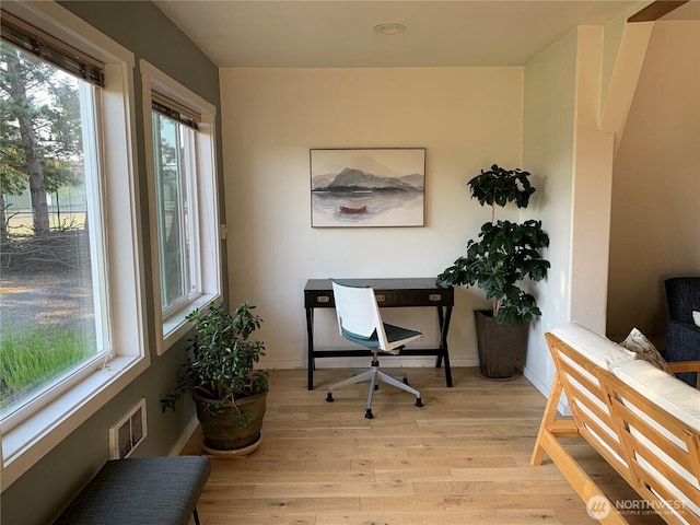 4440 Sucia Dr, Ferndale, WA 98248 - office area featuring light wood-style floors, healthy amount of natural light, baseboards, and recessed lighting