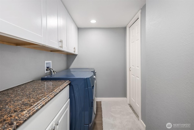 18312 73rd Ave W, Edmonds, WA 98026 - washroom featuring cabinet space, independent washer and dryer, baseboards, and recessed lighting