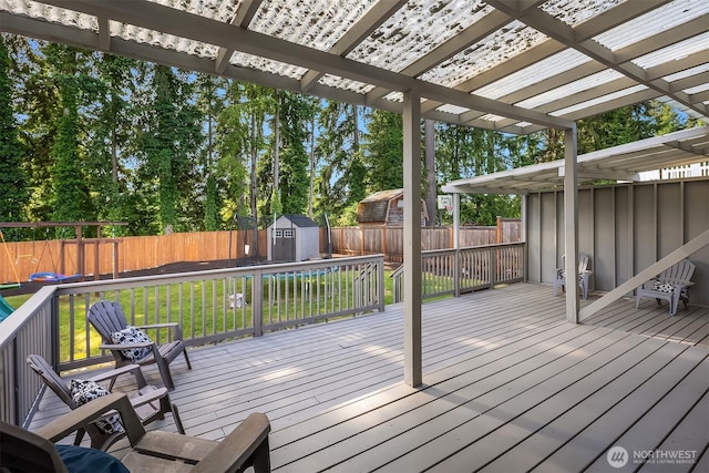18312 73rd Ave W, Edmonds, WA 98026 - wooden terrace featuring a pergola