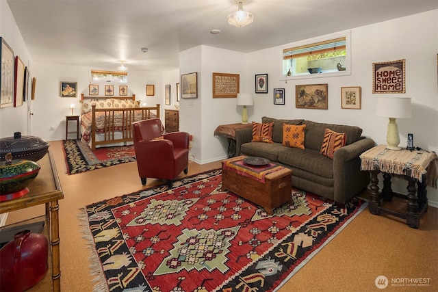 6045 Seward Park Ave S, Seattle, WA 98118 - carpeted living area featuring baseboards