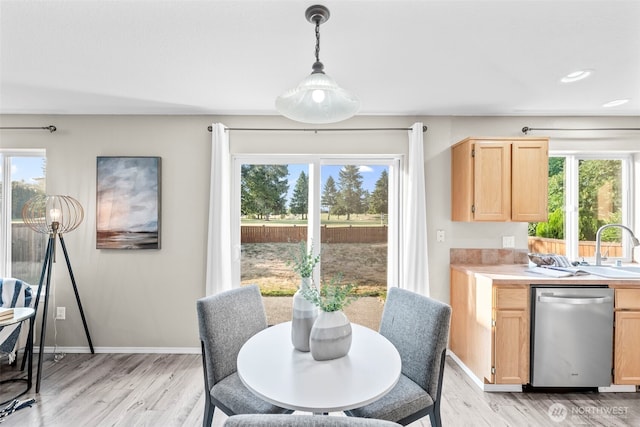 15235 105th Ave SE, Yelm, WA 98597 - dining room featuring light wood-style floors and recessed lighting