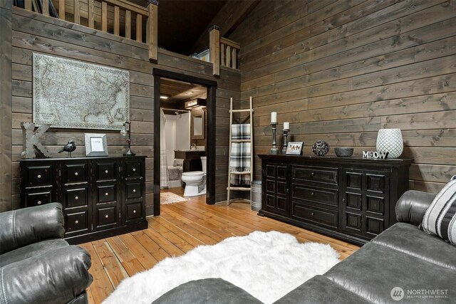 335 Brown Rd, Chehalis, WA 98532 - living room with wooden walls and hardwood / wood-style floors