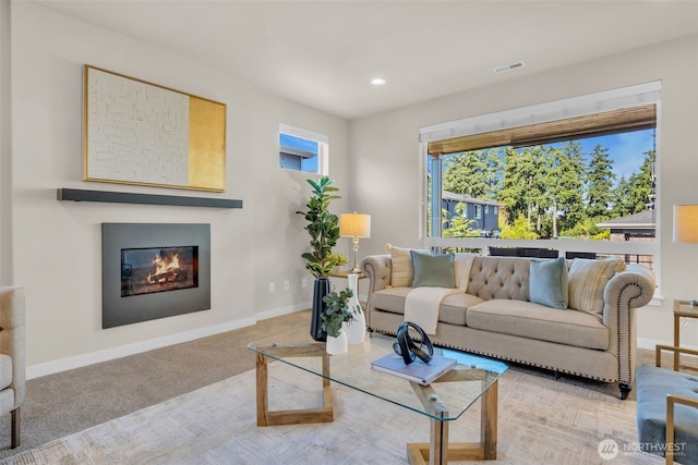 3071 S 276th Ct, Auburn, WA 98001 - carpeted living area with a glass covered fireplace and recessed lighting