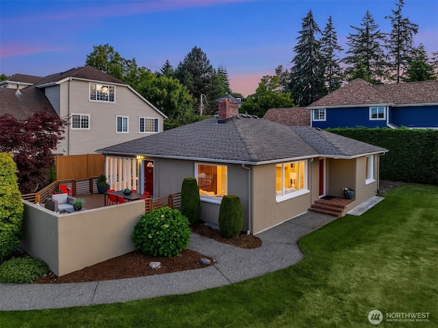 4439 158th Ave SE, Bellevue, WA 98006 - view of front facade with a chimney, stucco siding, and a shingled roof