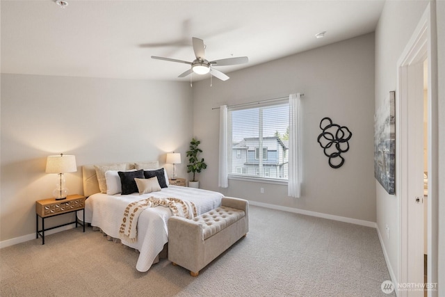 3123 148th St SW Unit A6, Lynnwood, WA 98087 - bedroom with light carpet, baseboards, and a ceiling fan