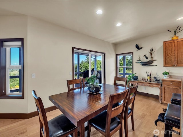 18754 Kim Pl, Burlington, WA 98233 - dining area with light wood finished floors, recessed lighting, and baseboards