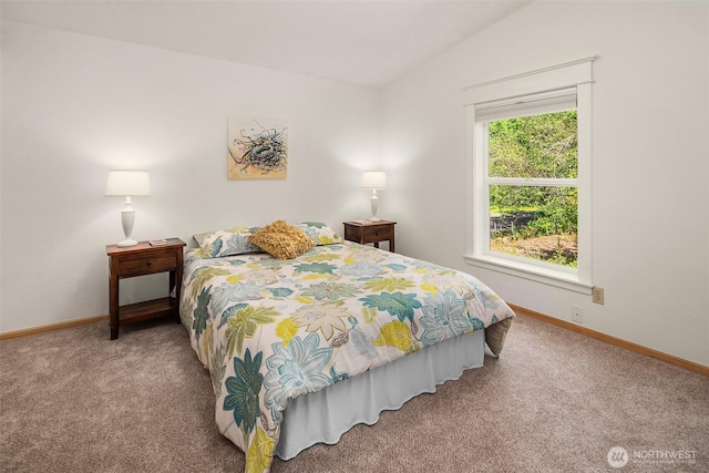 7459 SW 255th St, Vashon, WA 98070 - bedroom featuring carpet flooring, vaulted ceiling, and baseboards