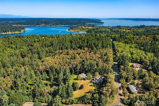 7459 SW 255th St, Vashon, WA 98070 - drone / aerial view of a forest and a large body of water