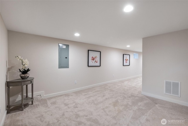2333 31st Ave S, Seattle, WA 98144 - finished basement with electric panel, carpet, recessed lighting, and baseboards