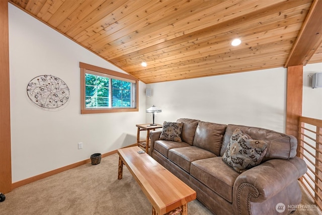 9135 Custer School Rd, Custer, WA 98240 - living room with vaulted ceiling, carpet flooring, wood ceiling, and baseboards