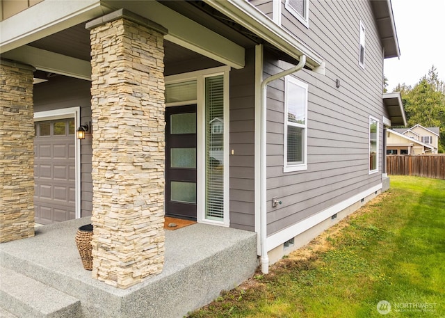 421 Lofgrin Rd, Sequim, WA 98382 - property entrance with crawl space and a garage