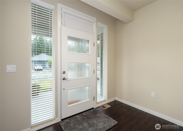 421 Lofgrin Rd, Sequim, WA 98382 - foyer entrance with dark wood-style flooring, baseboards, and healthy amount of natural light