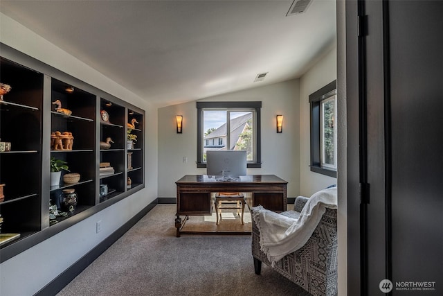 628 Meadows Dr, Wenatchee, WA 98801 - carpeted office featuring lofted ceiling and baseboards