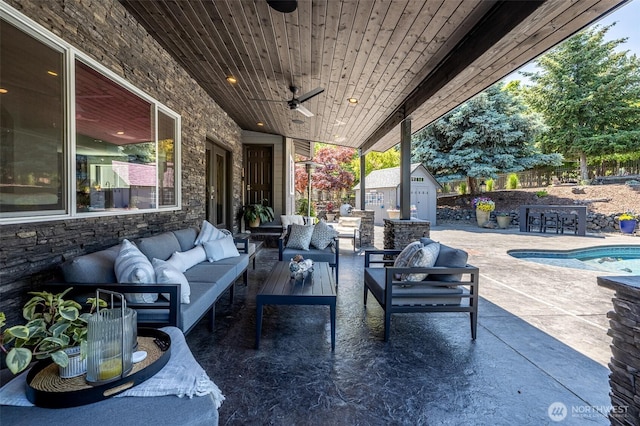 628 Meadows Dr, Wenatchee, WA 98801 - view of patio featuring an outdoor living space and a ceiling fan