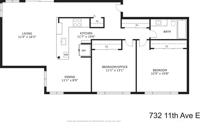 732 11th Ave E Unit 202, Seattle, WA 98102 - home floor plan