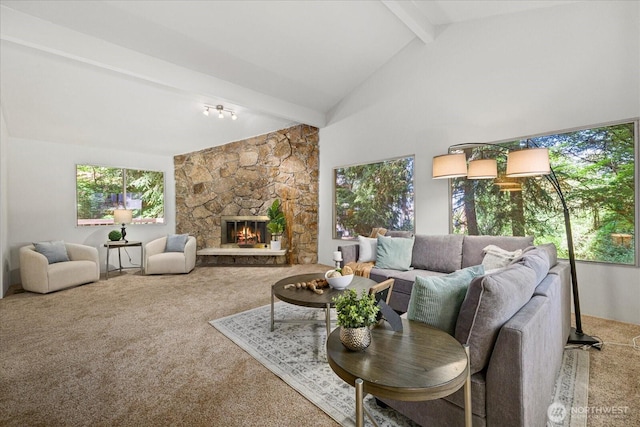 7223 NE 160th St, Kenmore, WA 98028 - carpeted living area with a fireplace