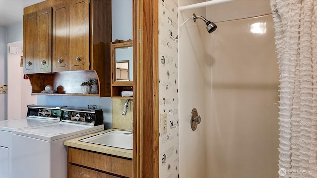 2502 Thurston Ave NE, Olympia, WA 98506 - washroom featuring cabinet space and washing machine and dryer