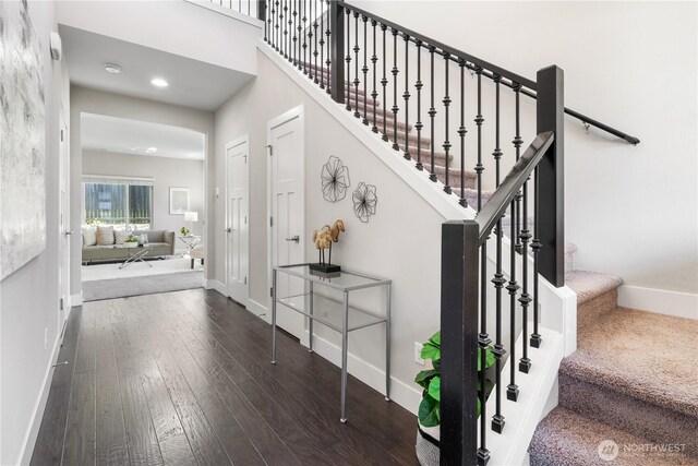 4008 223rd Pl SE, Bothell, WA 98021 - stairs featuring wood-type flooring and recessed lighting
