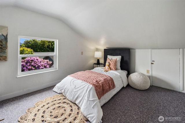 1254 Mchugh Ave, Enumclaw, WA 98022 - bedroom with carpet floors, vaulted ceiling, and baseboards