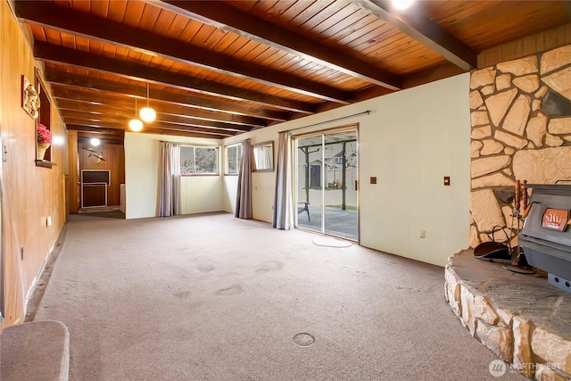 220 Alder Ave, Sumner, WA 98390 - carpeted empty room featuring wood ceiling with exposed beams