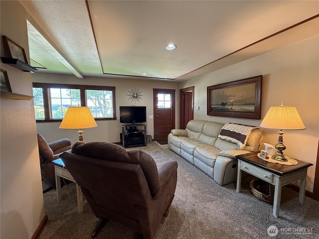 115 15th St SW, Long Beach, WA 98631 - carpeted living room with baseboards and recessed lighting