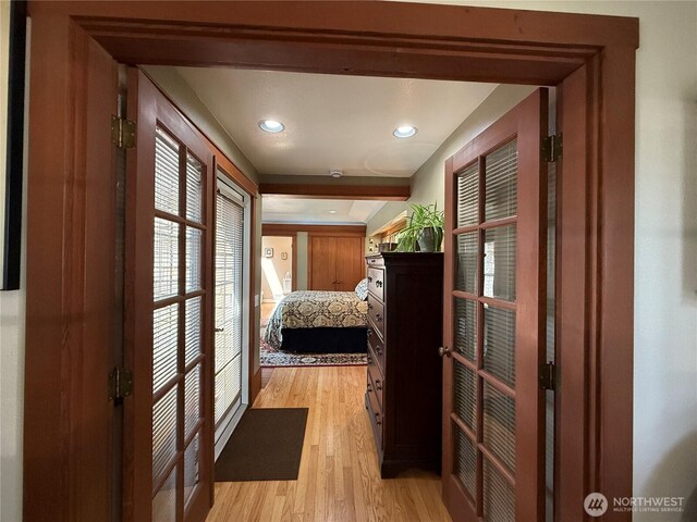 115 15th St SW, Long Beach, WA 98631 - corridor featuring light wood-style flooring and recessed lighting