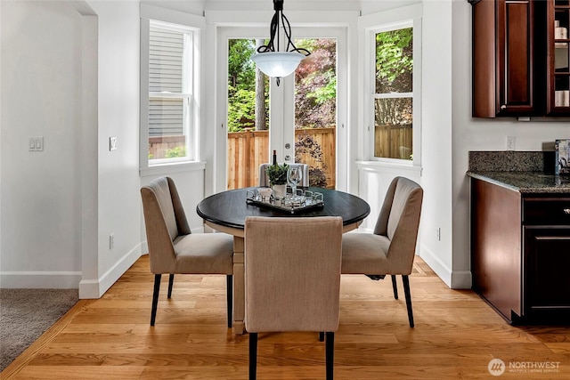 1122 140th Ave SE, Bellevue, WA 98005 - dining area featuring baseboards, light wood-style floors, and bar area