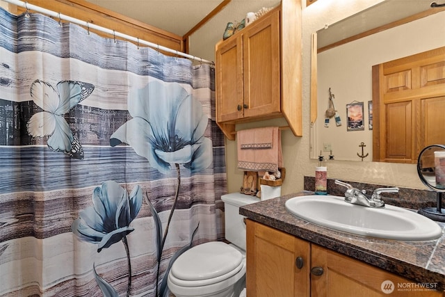 505 SW 19th St, Chehalis, WA 98532 - full bath featuring vanity, toilet, and a shower with curtain