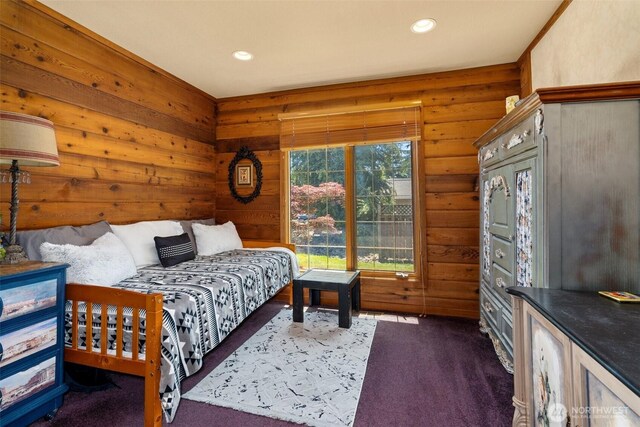 505 SW 19th St, Chehalis, WA 98532 - carpeted bedroom with recessed lighting and wooden walls