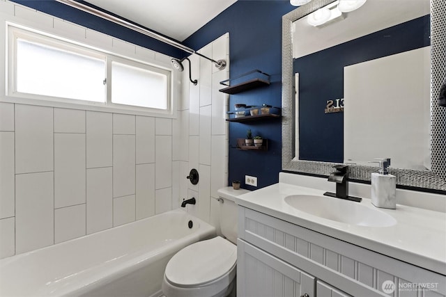 1115 S Evergreen Dr, Moses Lake, WA 98837 - bathroom with toilet, vanity, and washtub / shower combination