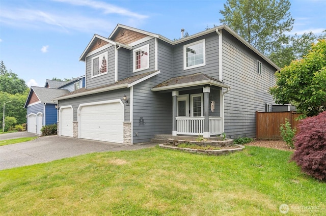 13924 Dogwood Ct, Sultan, WA 98294 - traditional home featuring driveway, a garage, and a porch