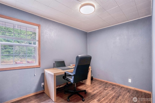 14938 Frenchie Ln SE, Yelm, WA 98597 - office space with wood finished floors and a textured wall