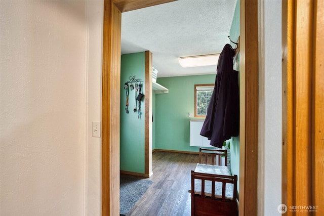 14938 Frenchie Ln SE, Yelm, WA 98597 - corridor featuring wood finished floors and a textured ceiling
